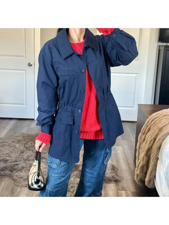 Vintage 90s Cottage Essentials Navy Blue Coat Womens Small Chore Barn Jacket - Picture 1 of 11